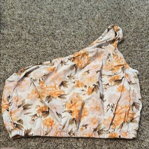 Floral One-Shoulder Top - Orange American eagle xs